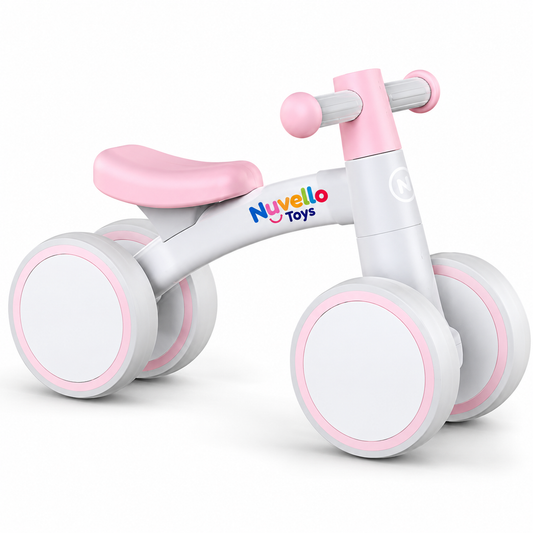 Nuvello Toys Pink Toddler Balance Bike – 4-Wheel Ride-On