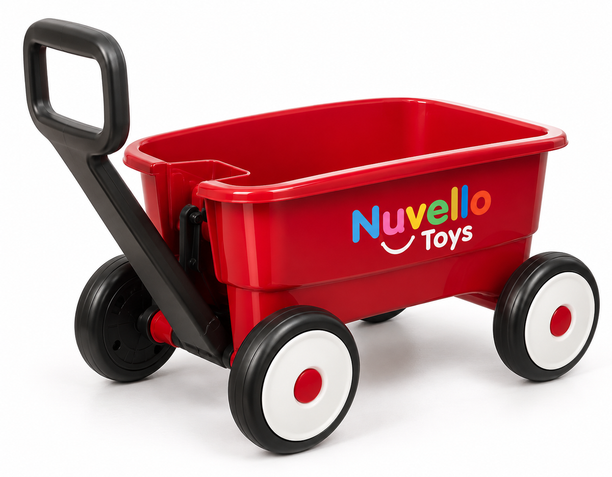 Nuvello Toys Red Children’s Pull Wagon – 4-Wheel Design