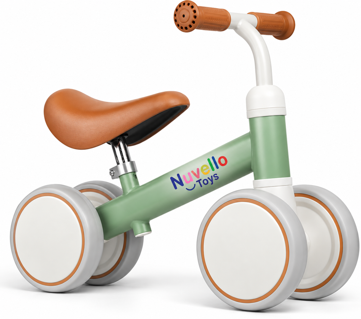 Nuvello Toys Toddler Ride-On Balance Bike – Sage Green & Brown